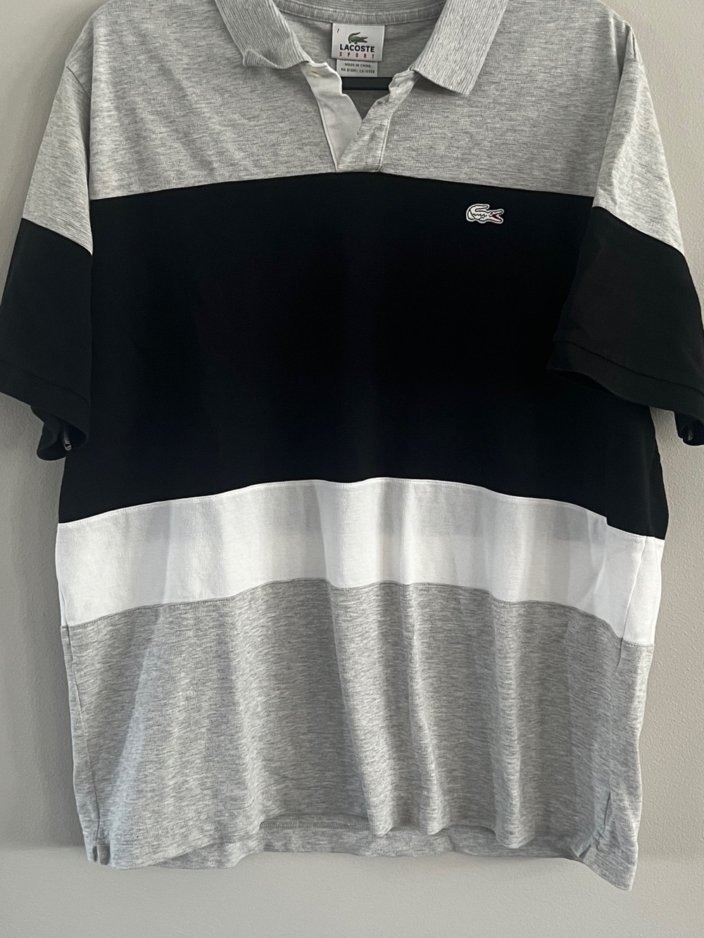 Lacoste Men’s Black, Gray & White Panel Polo